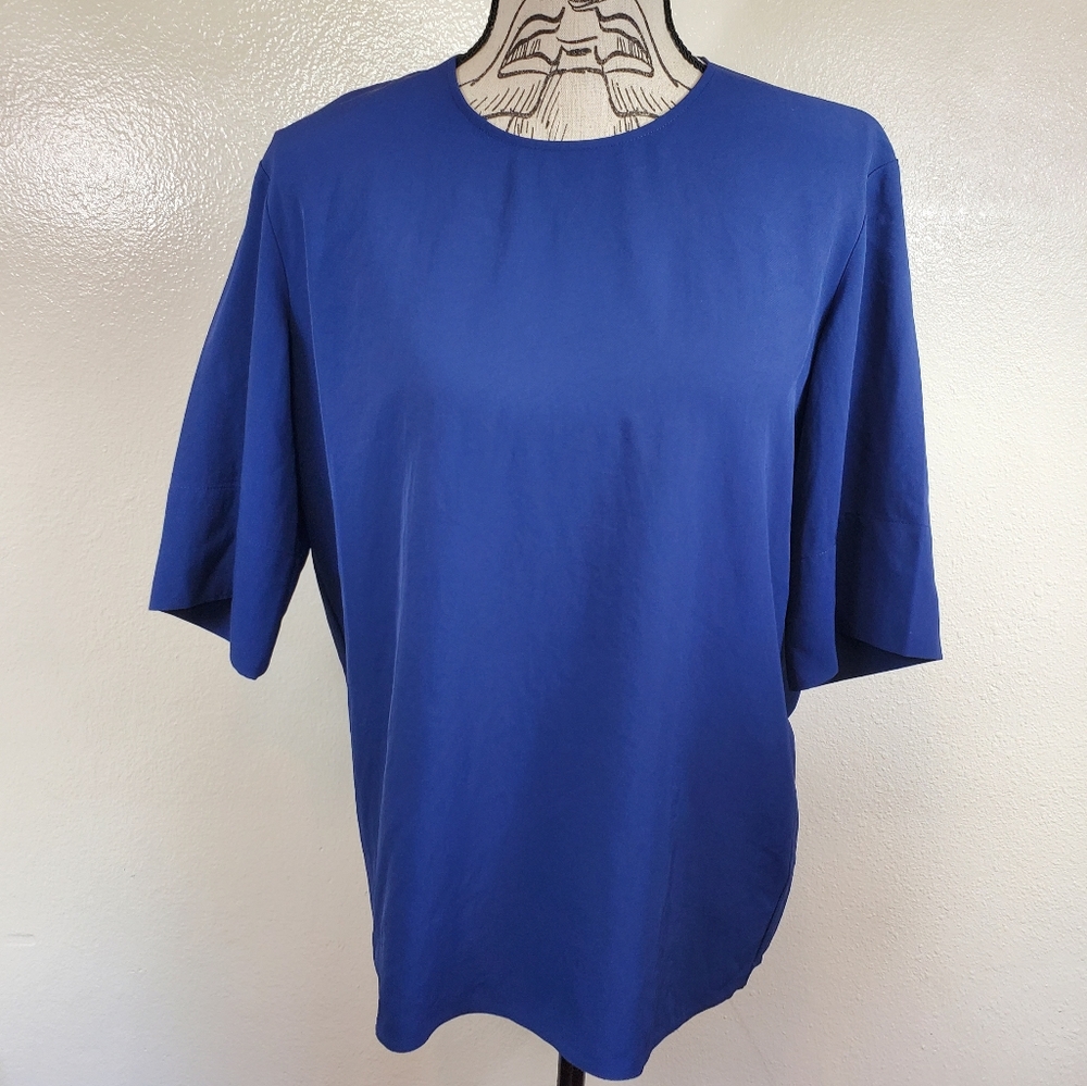 Everlane Back Zipper Blue Boxy Top Short Sleeve Size 4